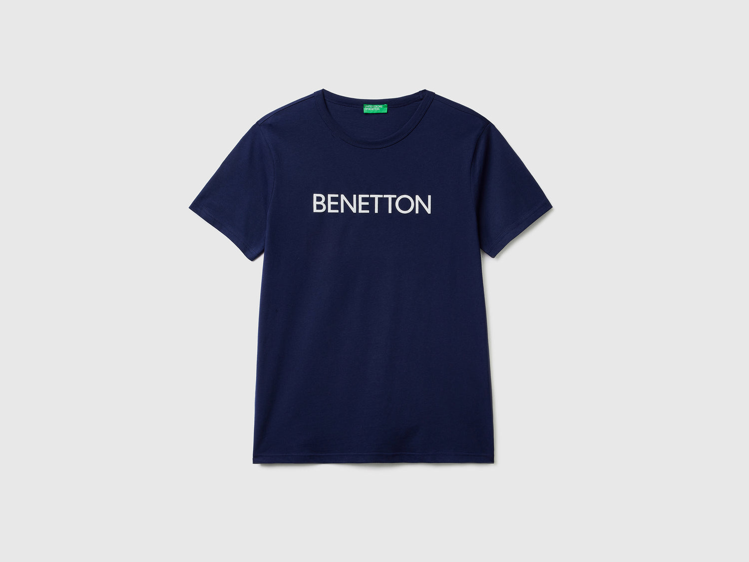T-shirt in cotone  con stampa logo da uomo blu | Benetton Outlet