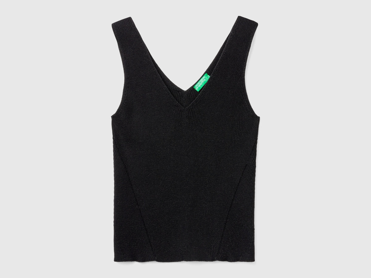 Canotta scollo a V con lurex