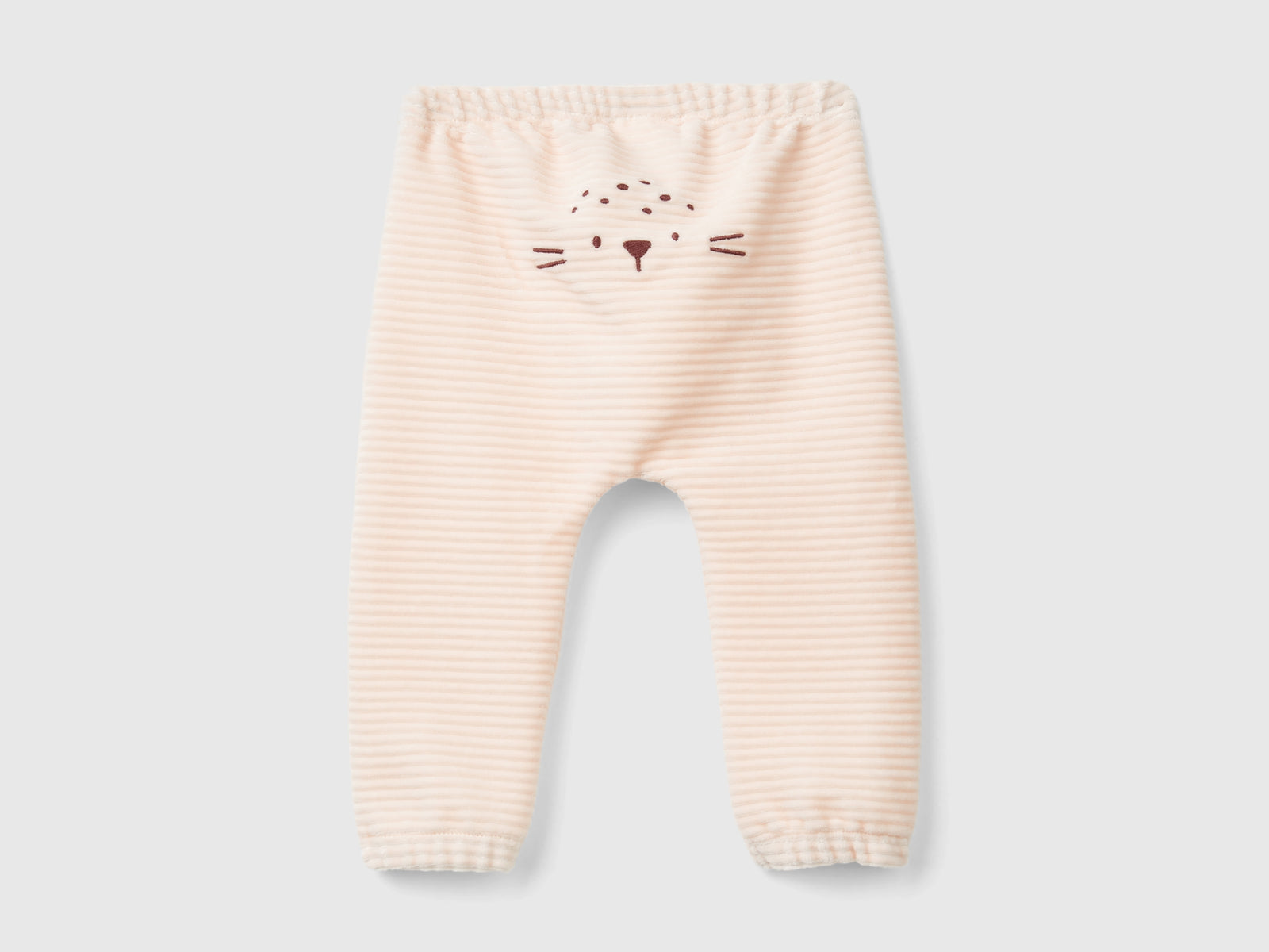 Pantaloni in ciniglia con ricamo da neonato rosa pastello 2 | Benetton Outlet
