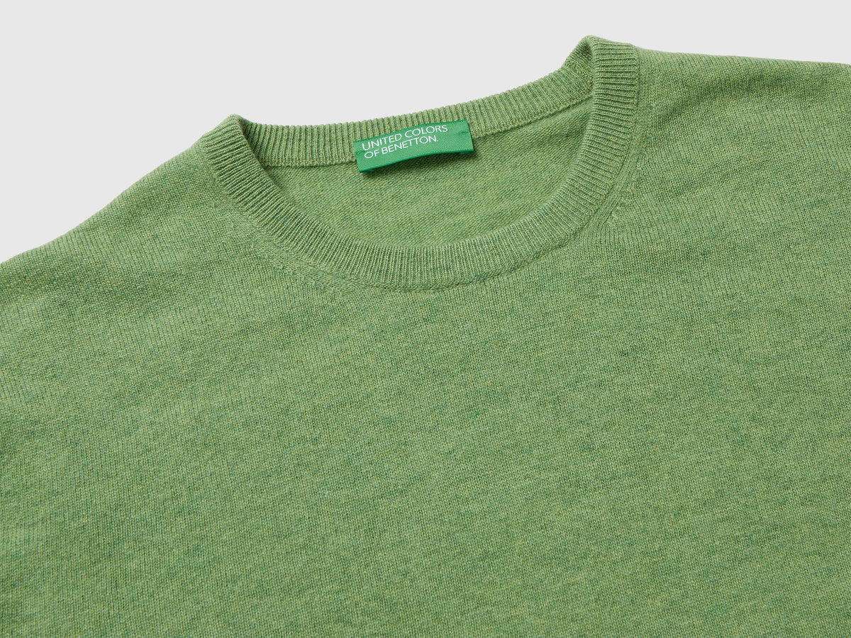 Maglia girocollo mélange in pura lana Merino