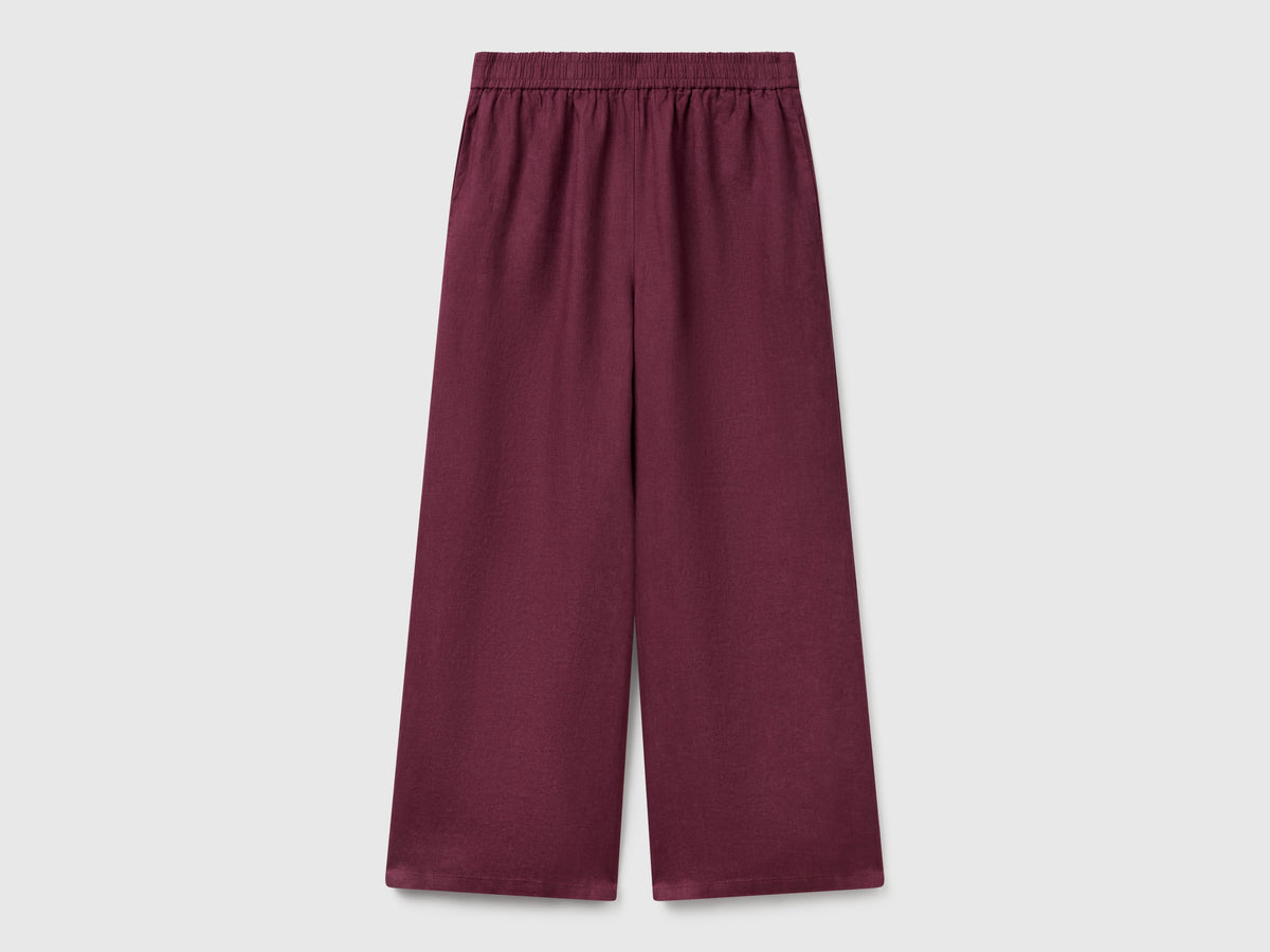 Pantaloni ampi in puro lino