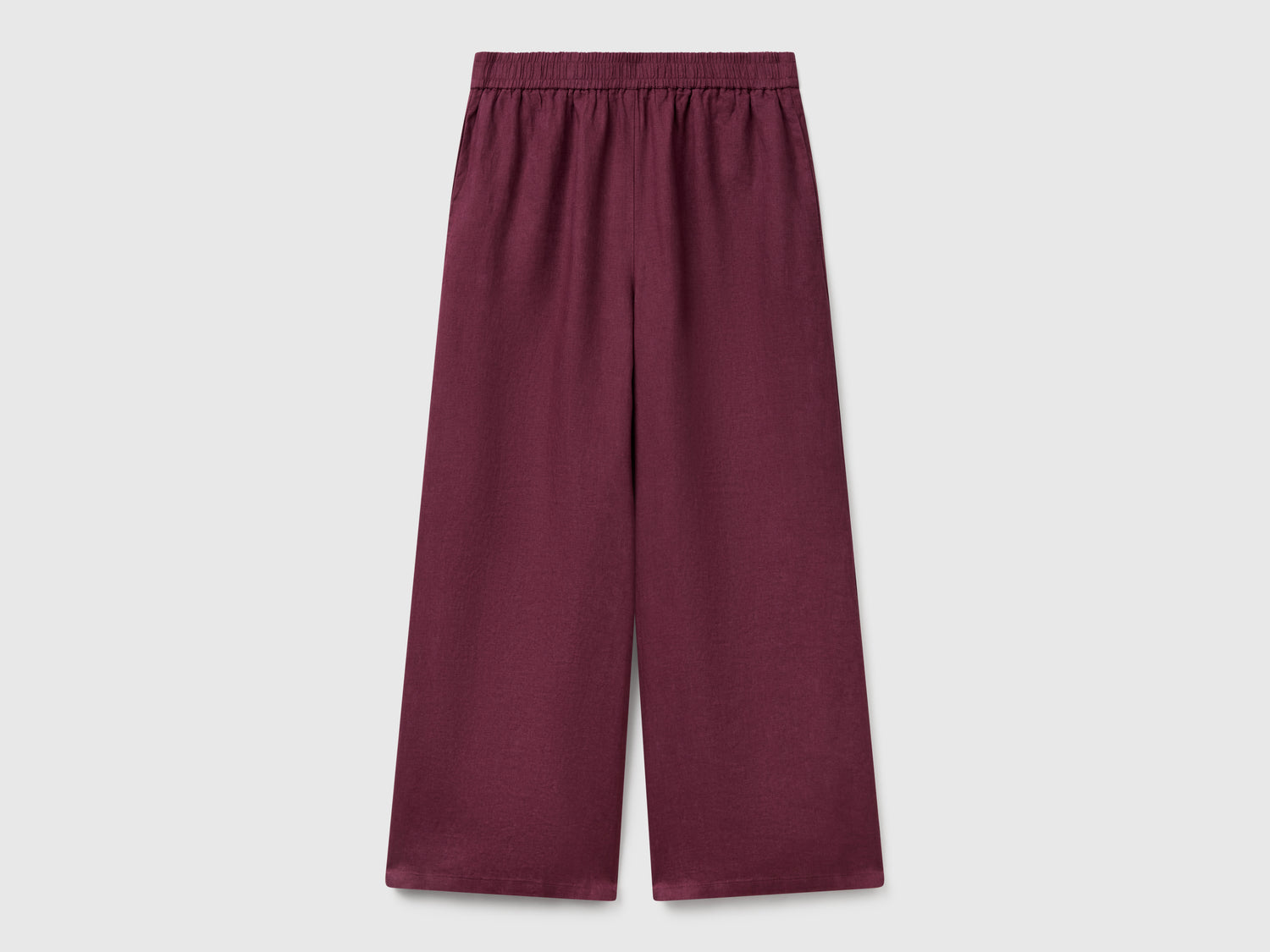 Pantaloni ampi in puro lino da donna prugna | Benetton Outlet
