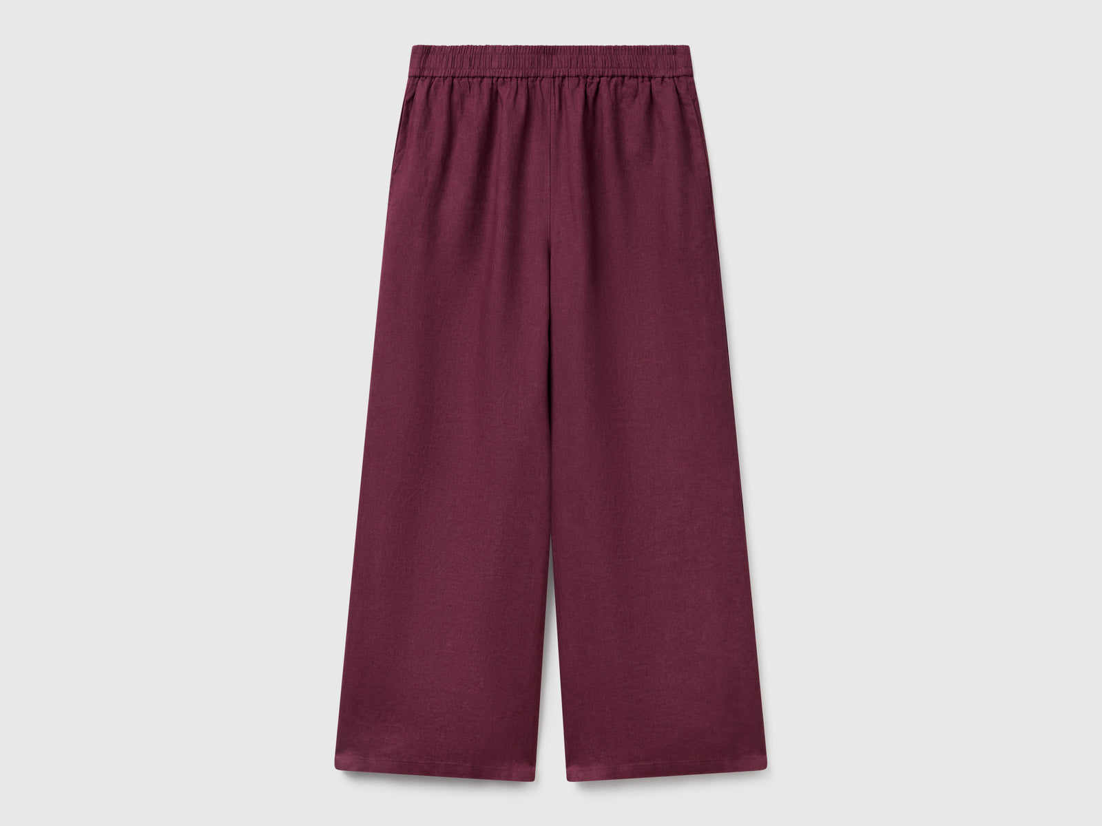 Pantaloni ampi in puro lino da donna prugna | Benetton Outlet