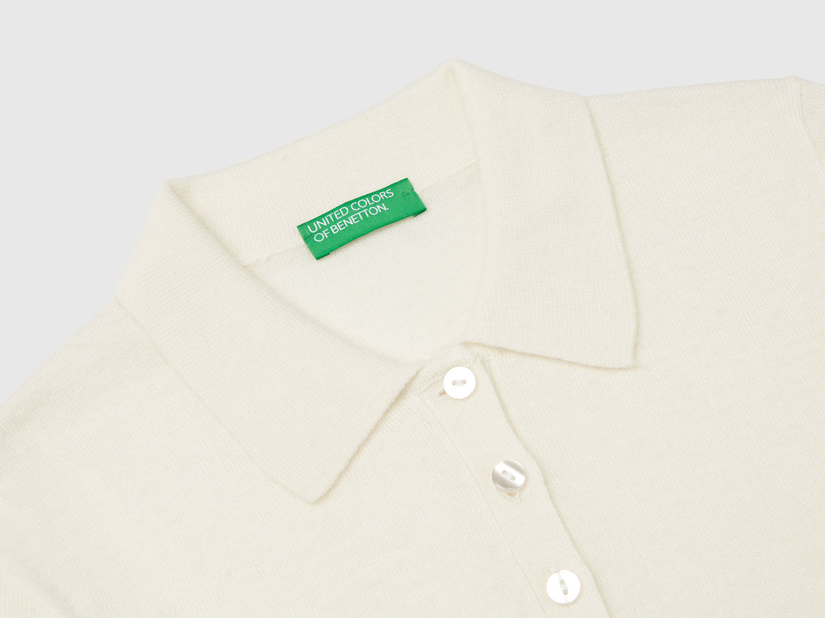 Polo in maglia in misto cashmere
