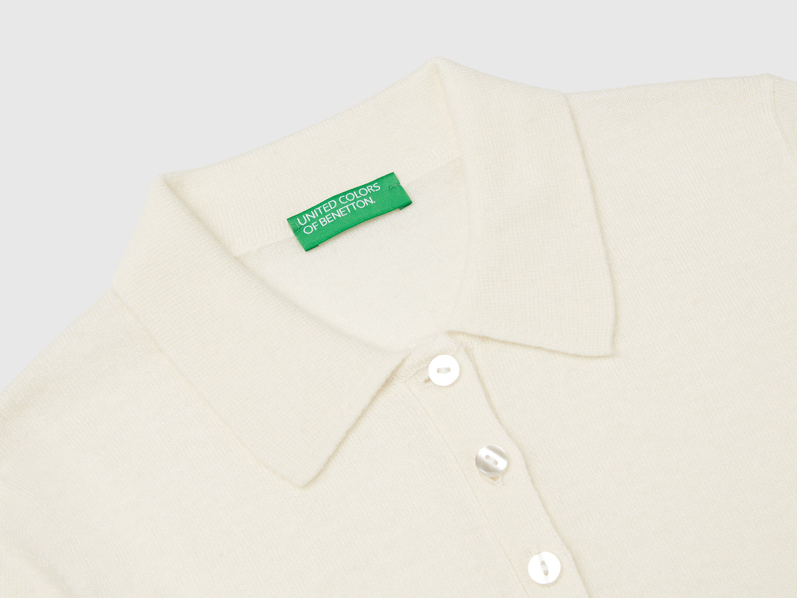 Polo in maglia in misto cashmere da donna bianco panna 3 | Benetton Outlet
