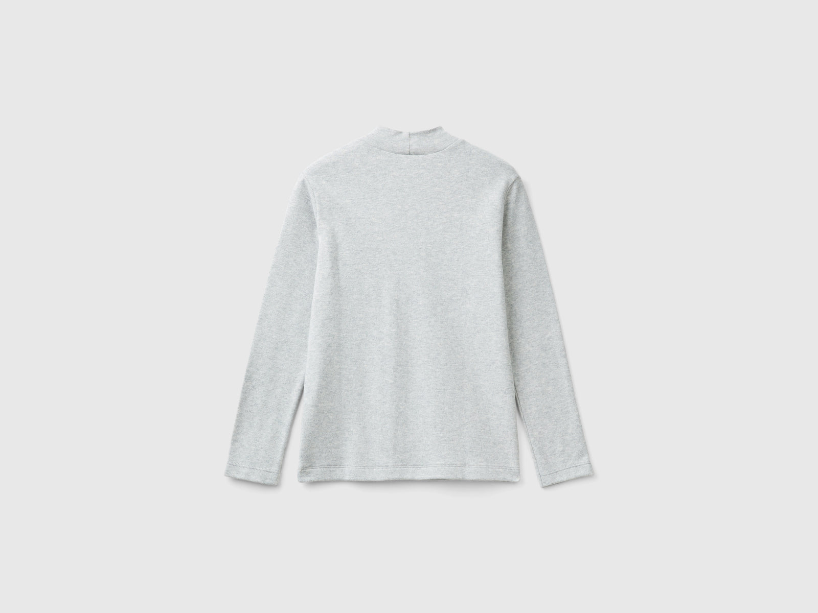 T-shirt lupetto a costine da bambino grigio chiaro 2 | Benetton Outlet