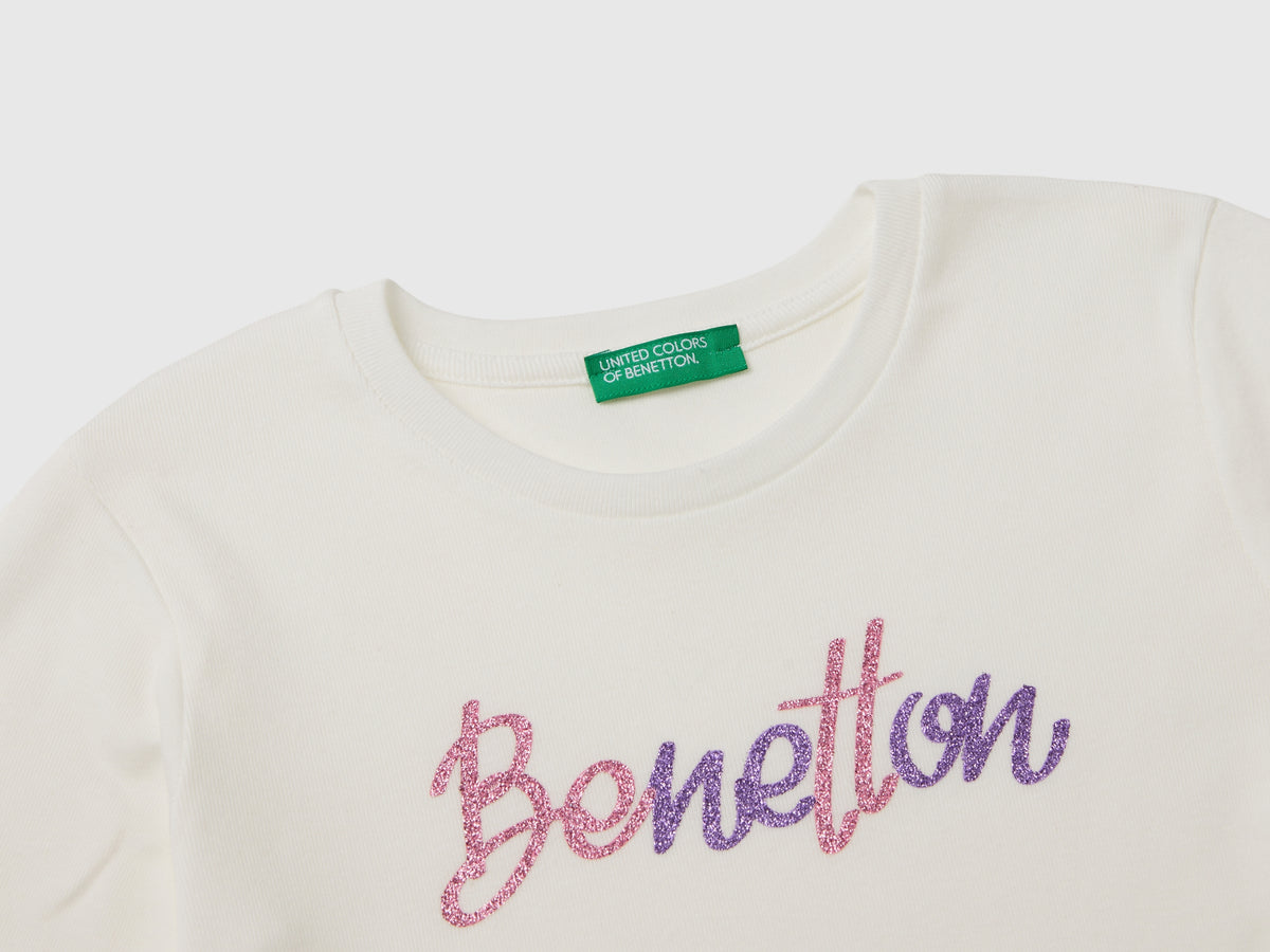 T-shirt manica lunga con stampa glitter