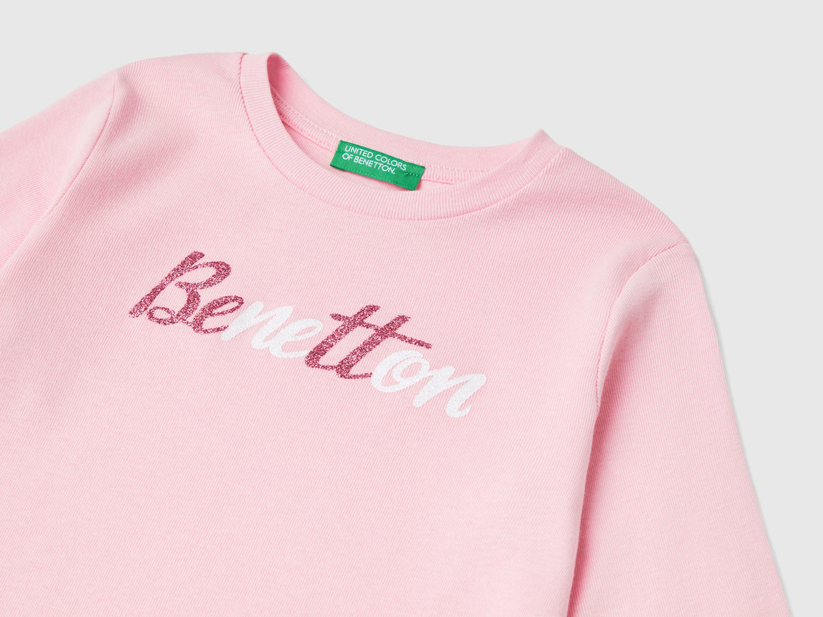 T-shirt con stampa glitter in cotone bio