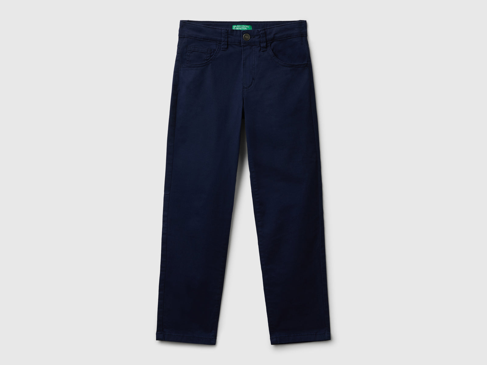 Pantaloni in cotone stretch da bambino blu scuro | Benetton Outlet