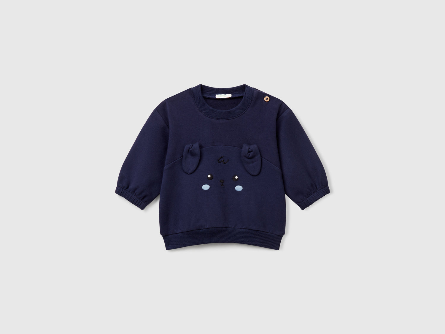 Felpa con ricamo e patch da neonato blu scuro | Benetton Outlet