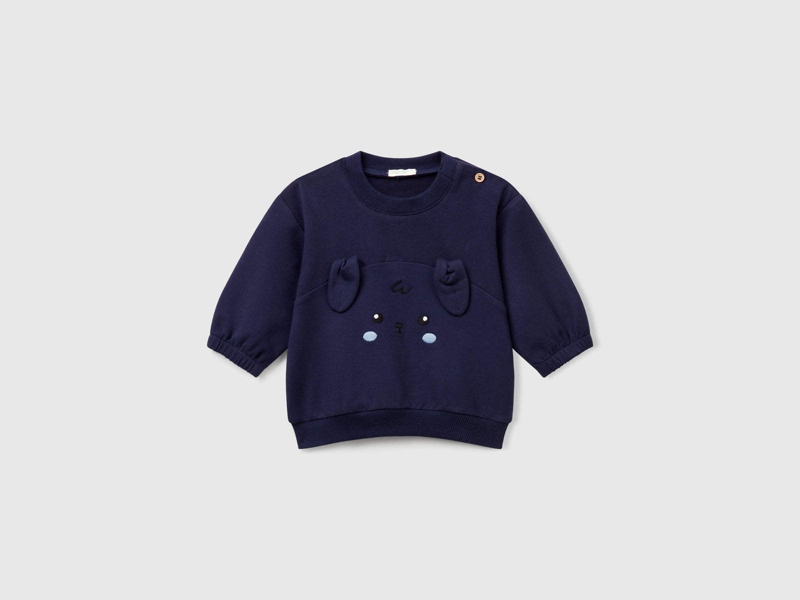 Felpa con ricamo e patch da neonato blu scuro | Benetton Outlet
