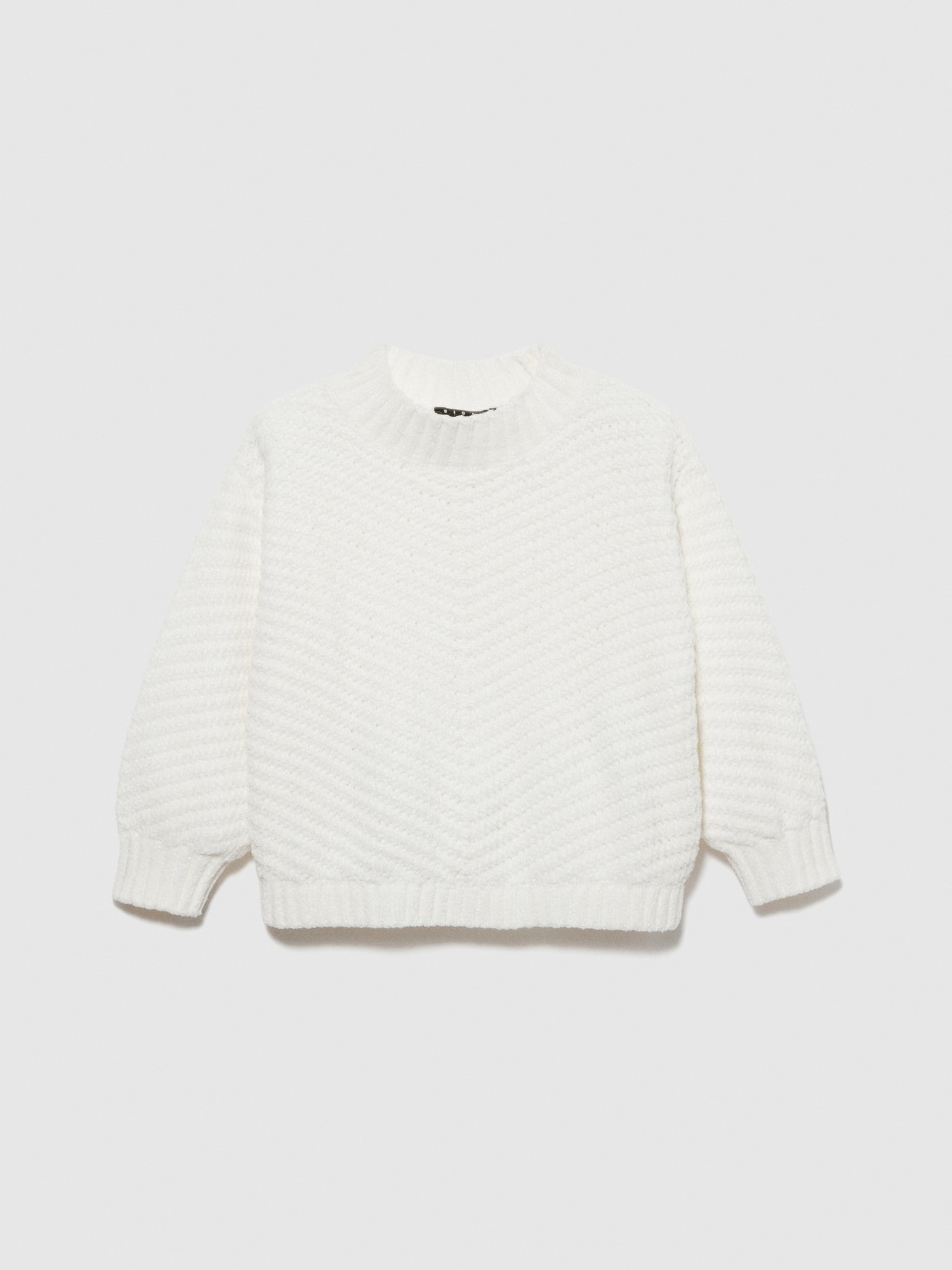 Maglia cropped in ciniglia da bambina bianco | Sisley young Outlet