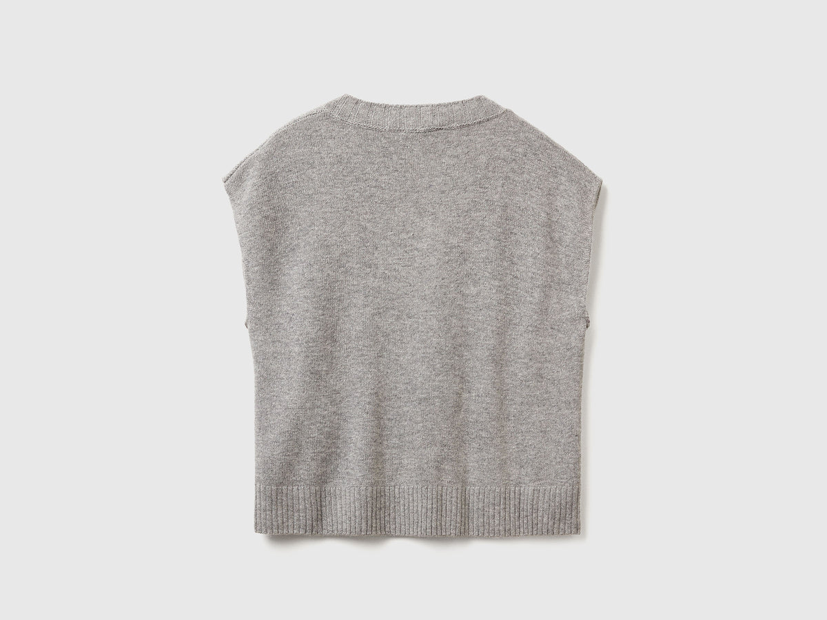 Gilet con scollo a V in misto lana