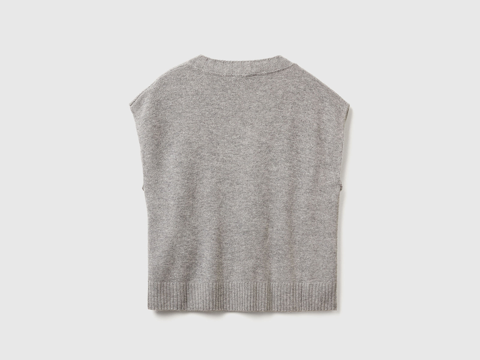 Gilet con scollo a V in misto lana da donna grigio 2 | Benetton Outlet