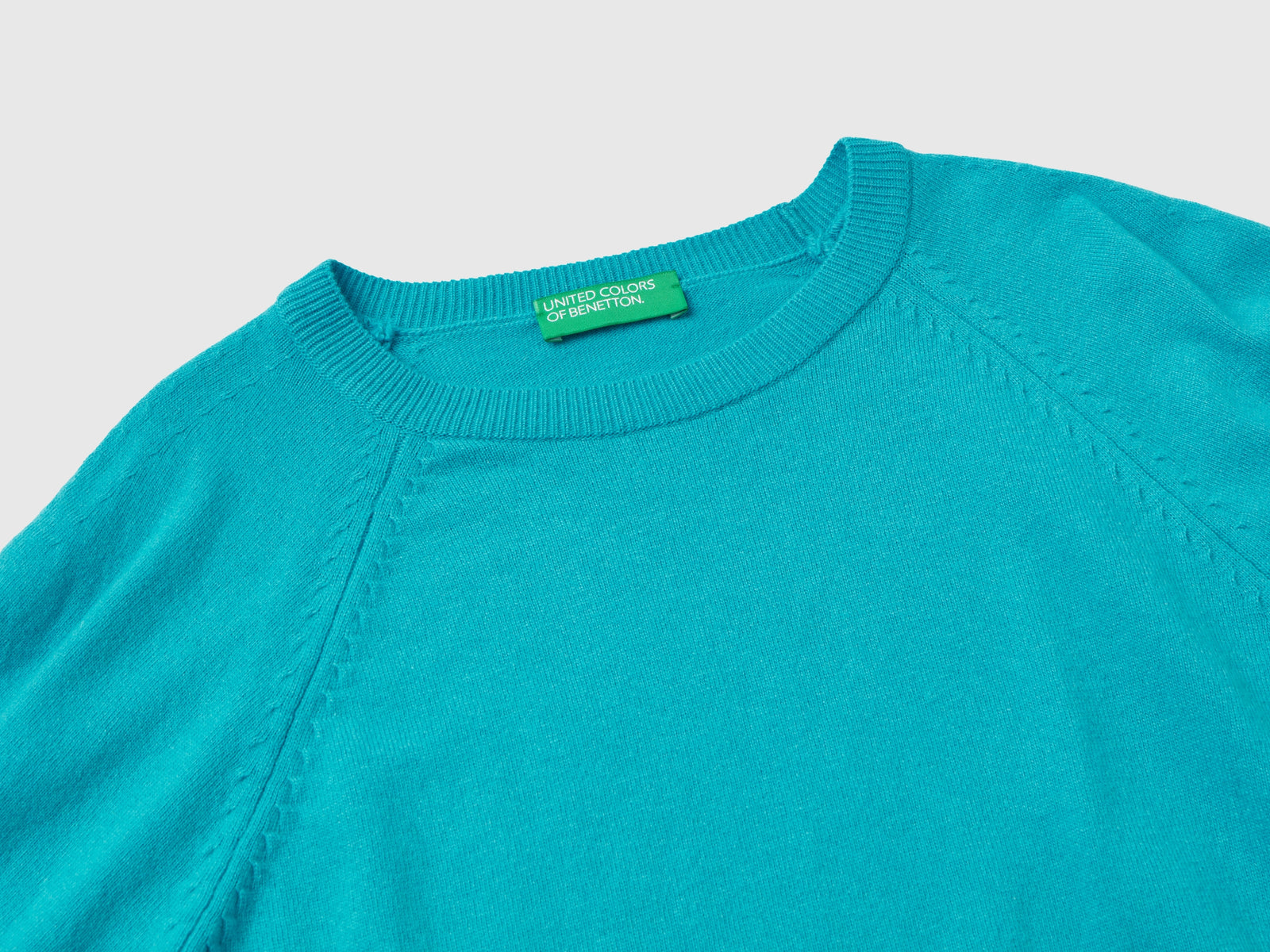 Maglia girocollo azzurra in misto lana e cashmere da donna azzurro 3 | Benetton Outlet