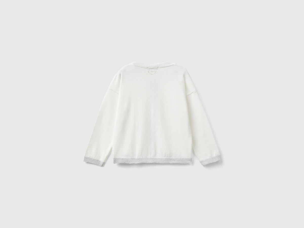 Cardigan con lurex in puro cotone