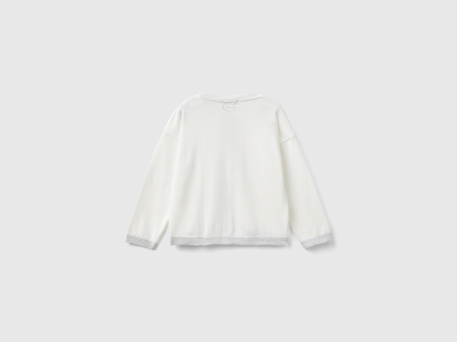 Cardigan con lurex in puro cotone da bimba bianco panna 2 | Benetton Outlet