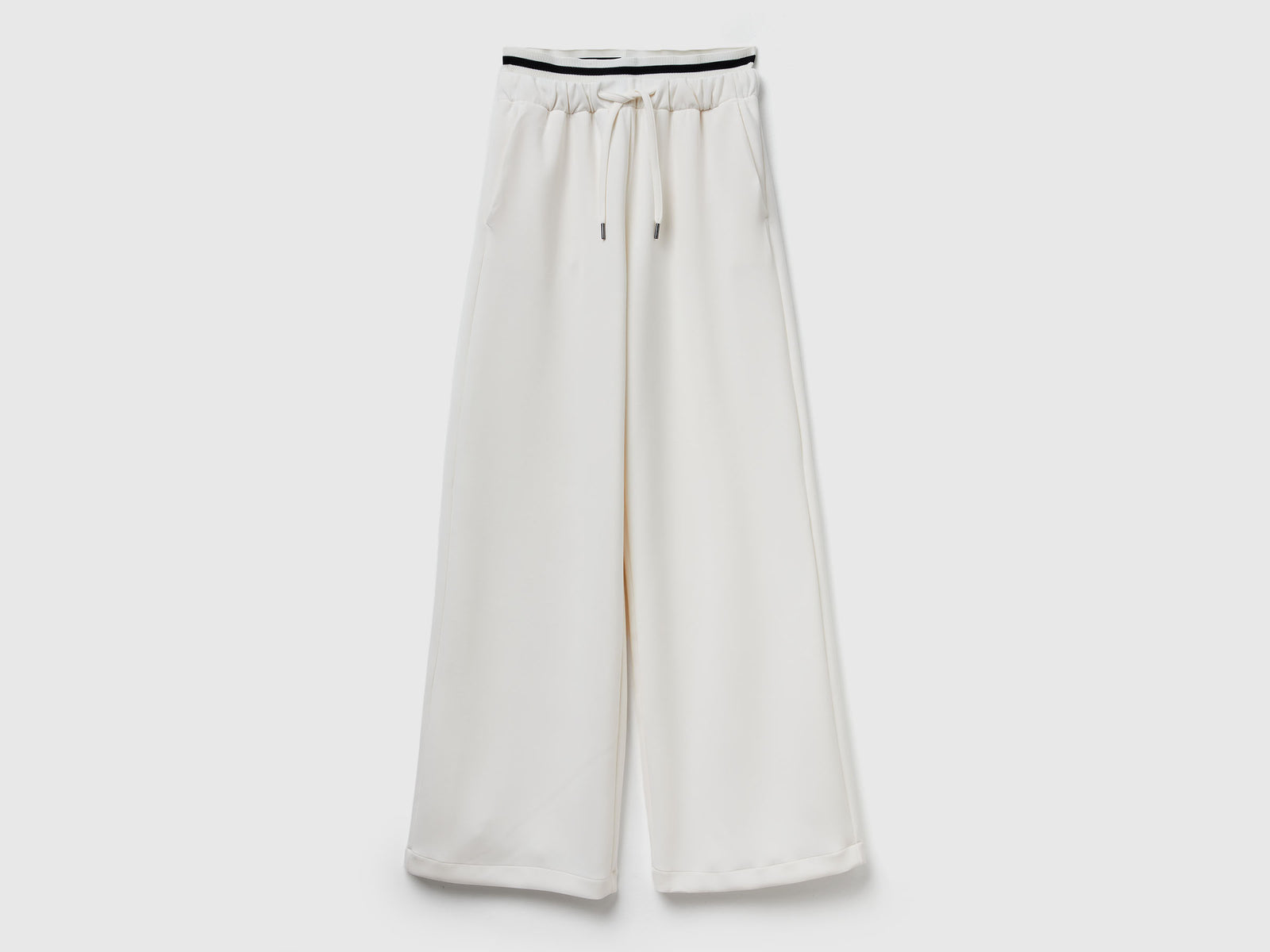Pantaloni ampi in Modal stretch da donna bianco panna | Benetton Outlet