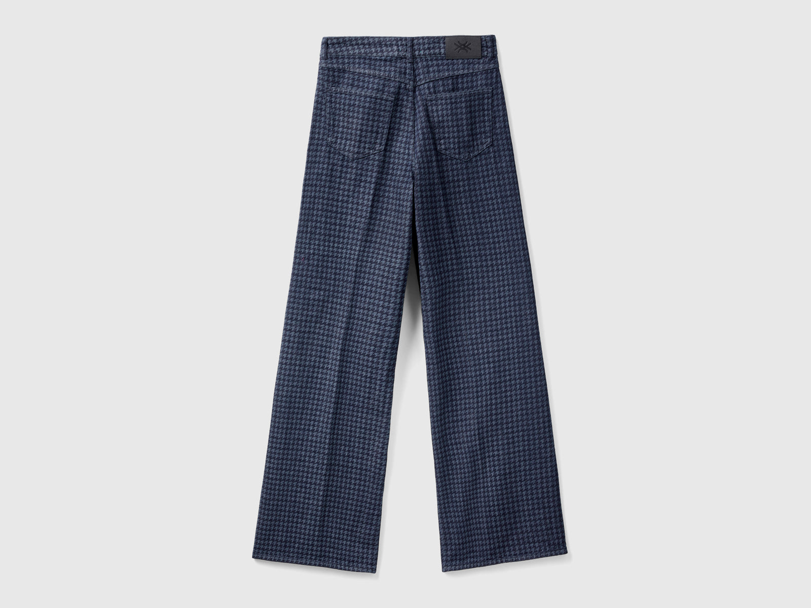 Jeans pied de poule con gamba ampia da donna blu scuro 2 | Benetton Outlet