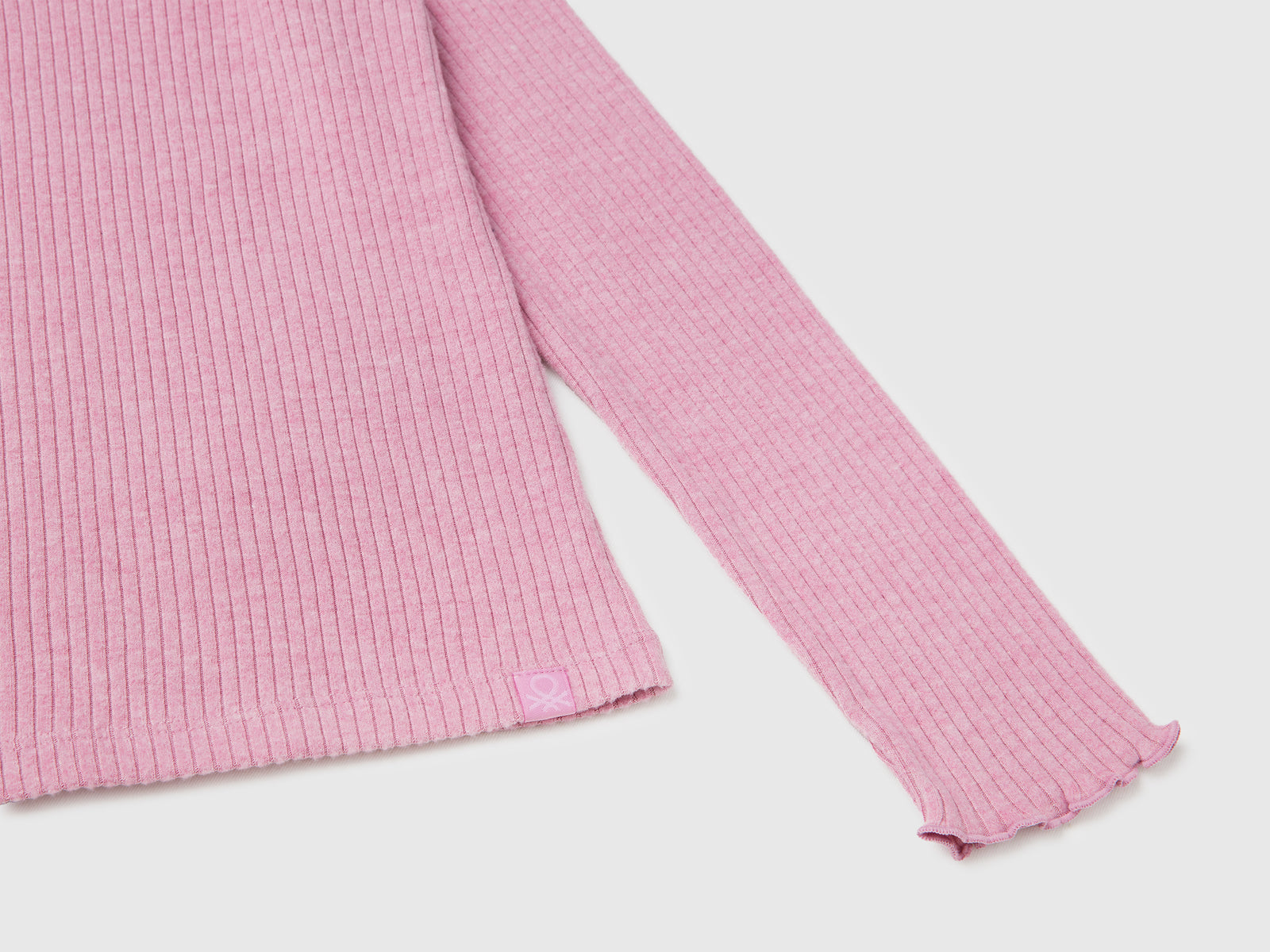 T-shirt lupetto in caldo misto cotone da bambina rosa 3 | Benetton Outlet