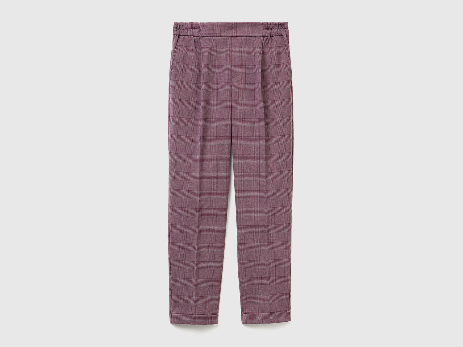 Pantaloni pied de poule in flanella da donna prugna | Benetton Outlet