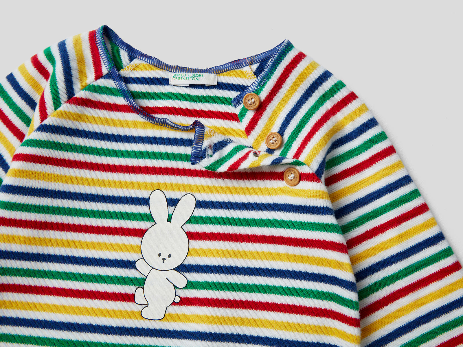 Tutina e bavaglino in puro cotone da neonato multi-color 2 | Benetton Outlet