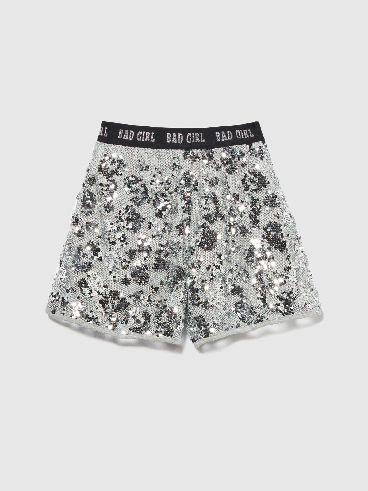 Shorts in rete e paillettes