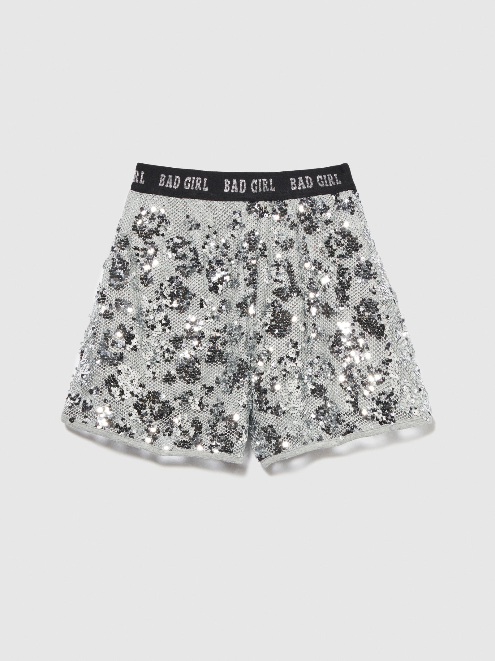 Shorts in rete e paillettes da bambina argento | Sisley young Outlet