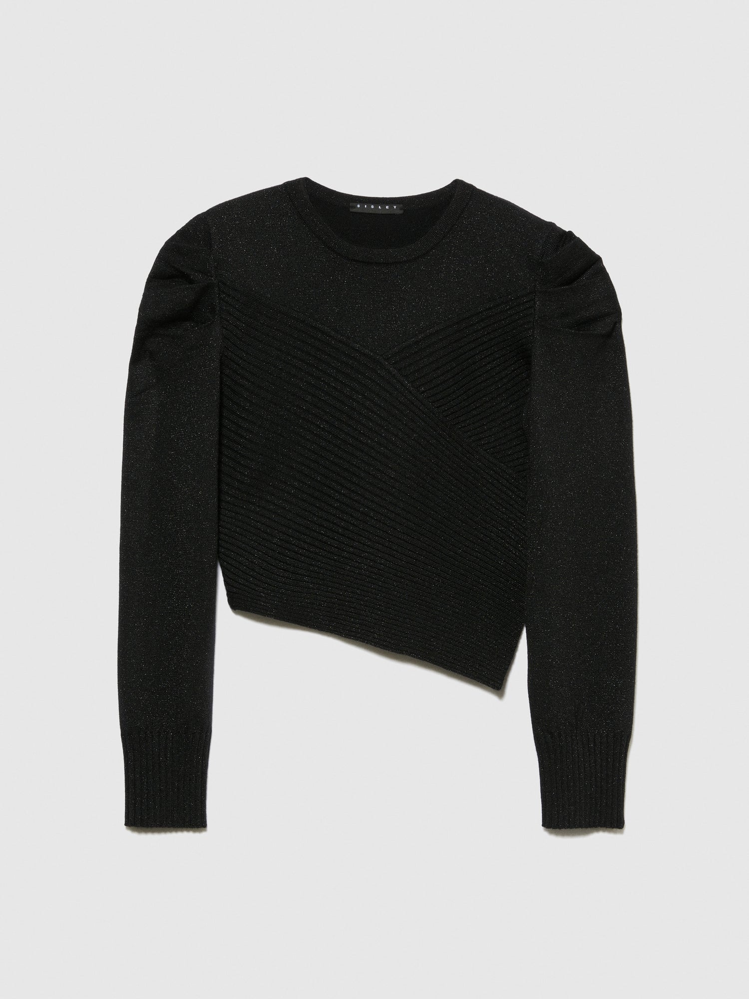 Maglia asimmetrica con lurex da bambina nero | Sisley young Outlet