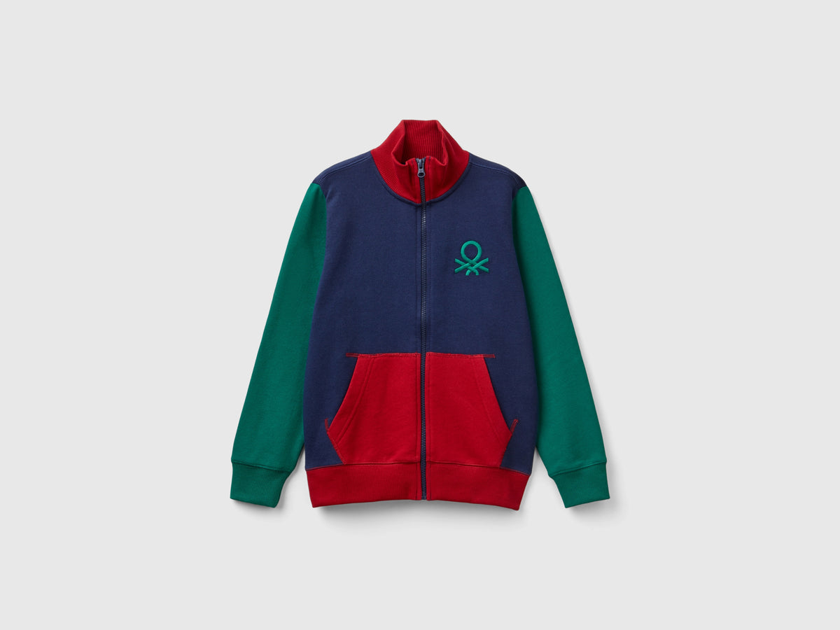 Felpa con zip in puro cotone