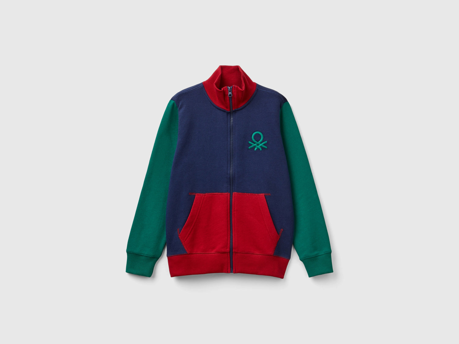 Felpa con zip in puro cotone da bambino multi-color | Benetton Outlet