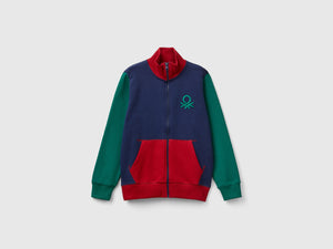 Felpa con zip in puro cotone