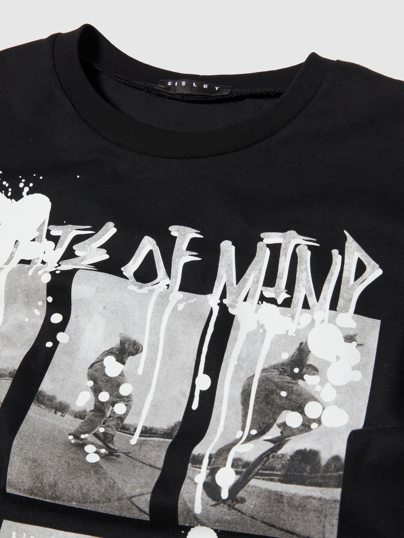 T-shirt con stampa da bambino nero 2 | Sisley young Outlet