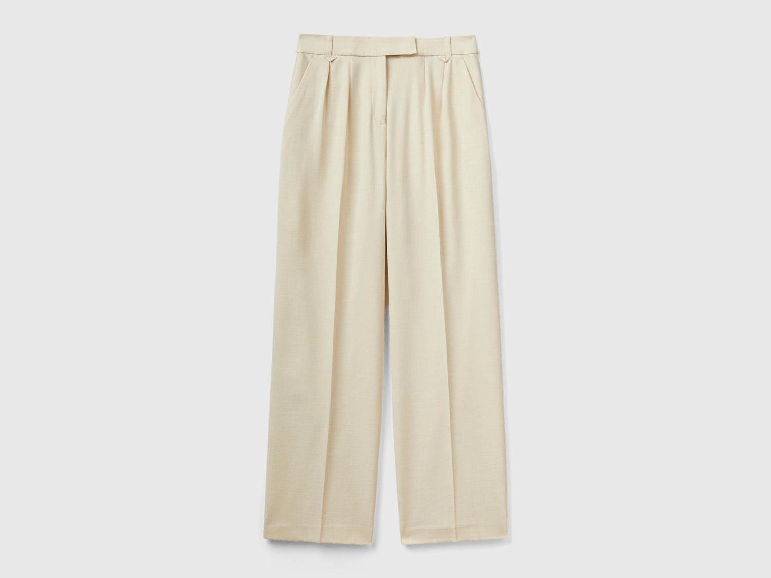 Pantaloni fluidi con doppia piega da donna beige | Benetton Outlet