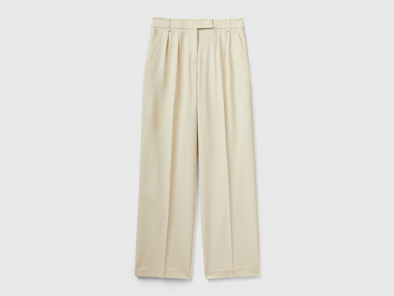 Pantaloni fluidi con doppia piega da donna beige | Benetton Outlet