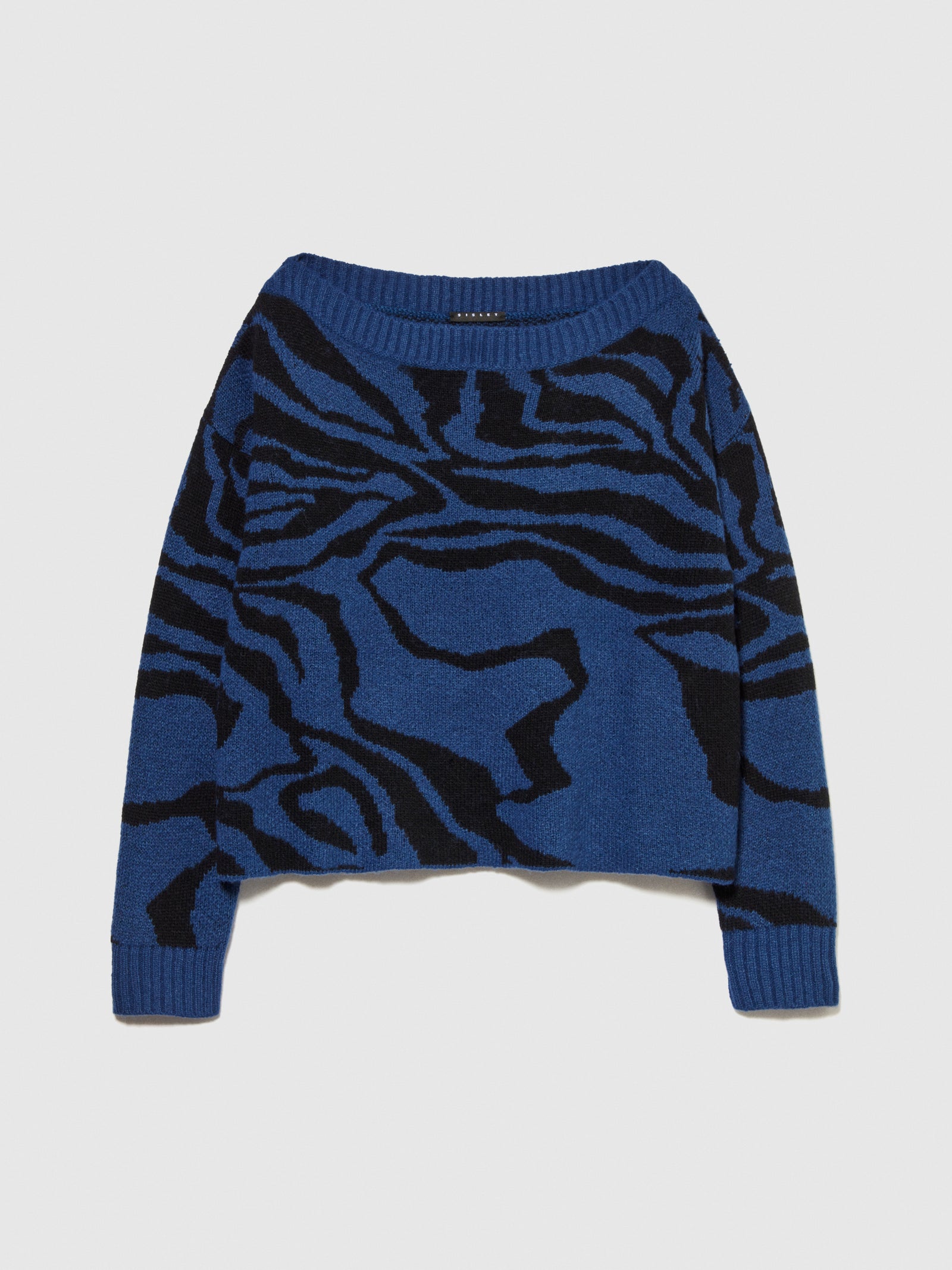 Maglia zebrata da donna blu scuro | Sisley Outlet