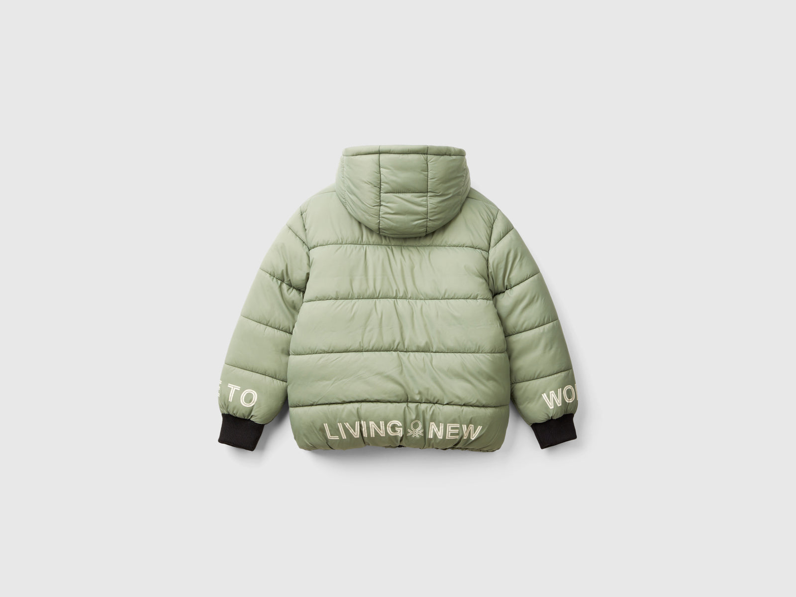 Giubbotto con stampa foderato in pile da bambino verde chiaro 2 | Benetton Outlet