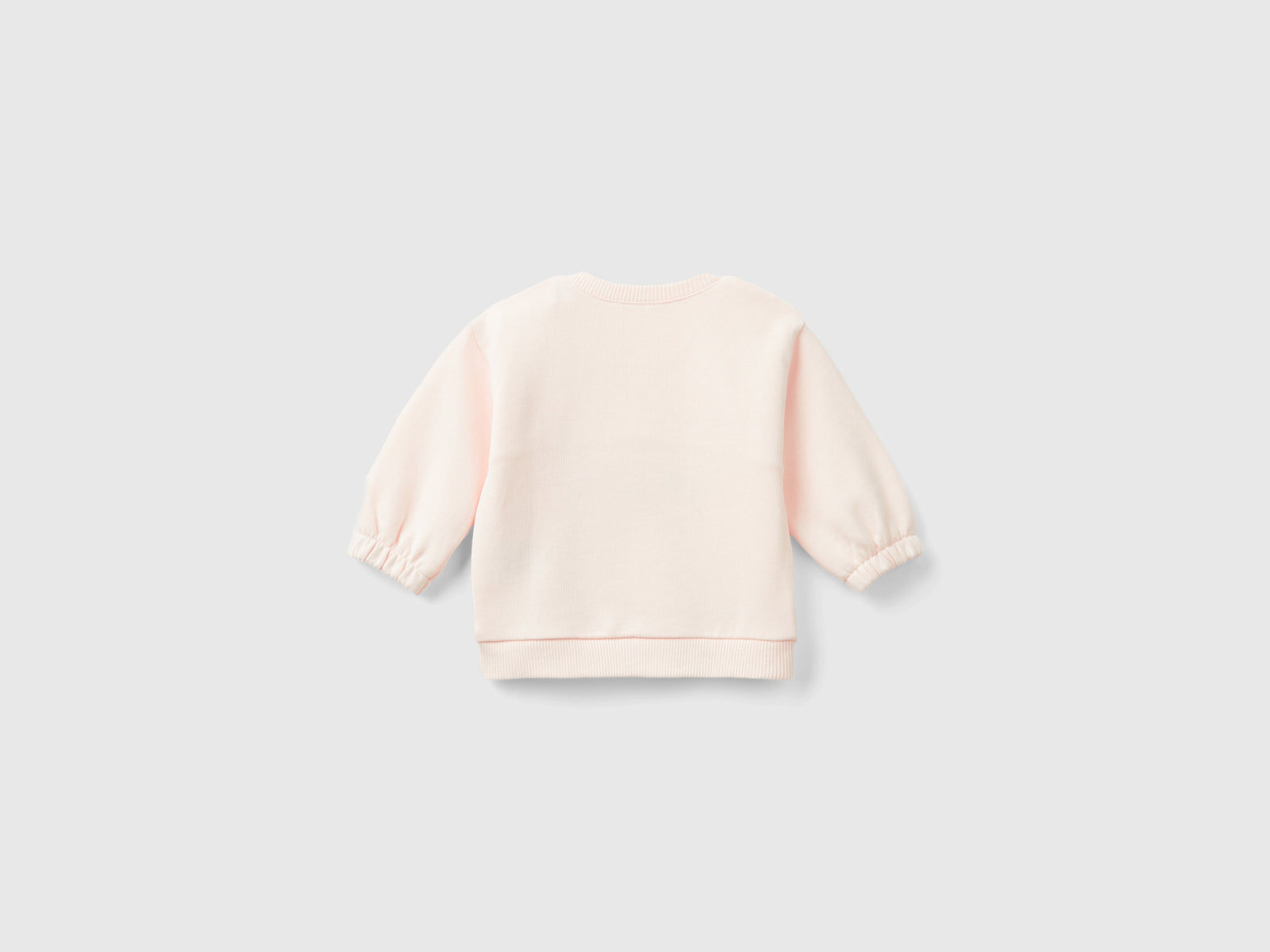 Felpa con ricamo e patch in cotone bio da neonato rosa tenue 2 | Benetton Outlet