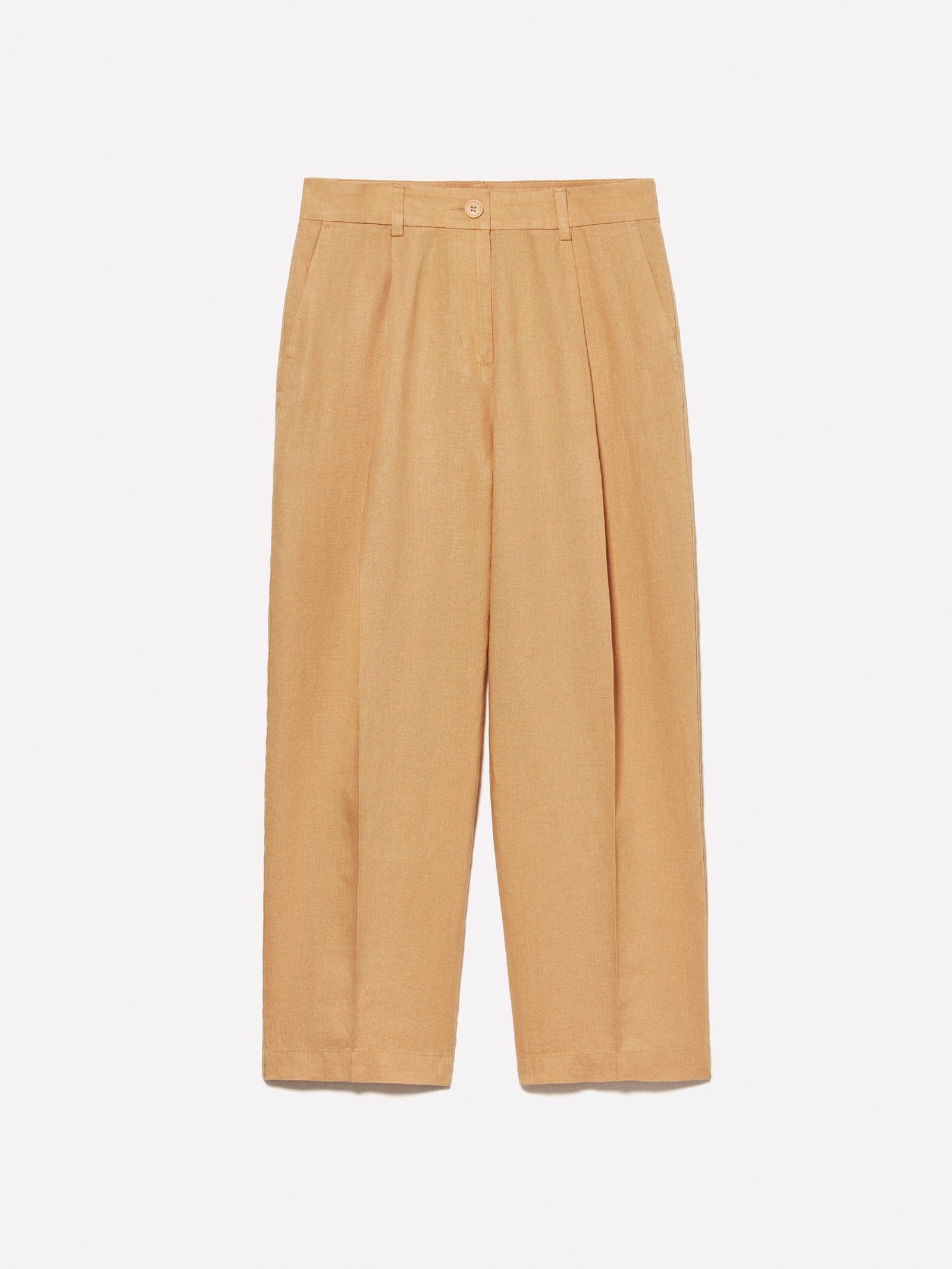 Pantaloni relaxed fit in 100% lino da donna senape | Sisley Outlet