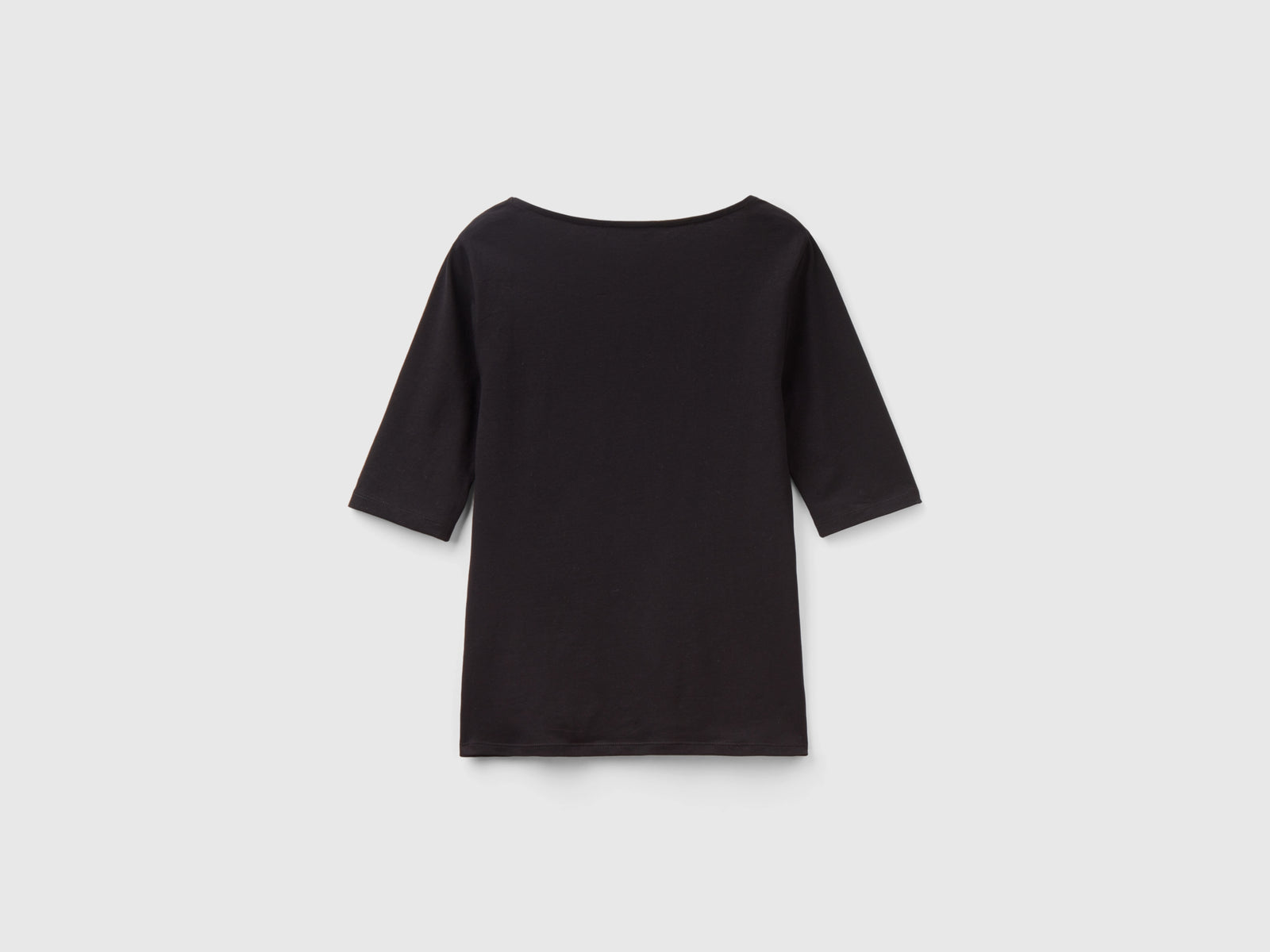 T-shirt aderente in cotone stretch da donna nero 2 | Benetton Outlet