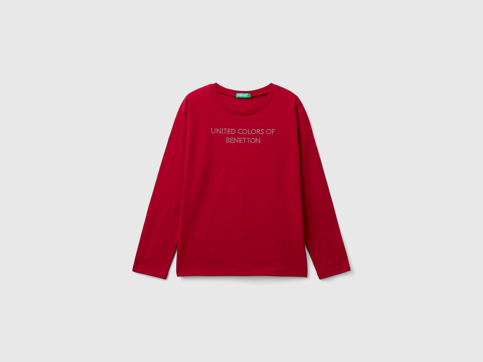 Maglietta con logo in strass da bambina rosso | Benetton Outlet