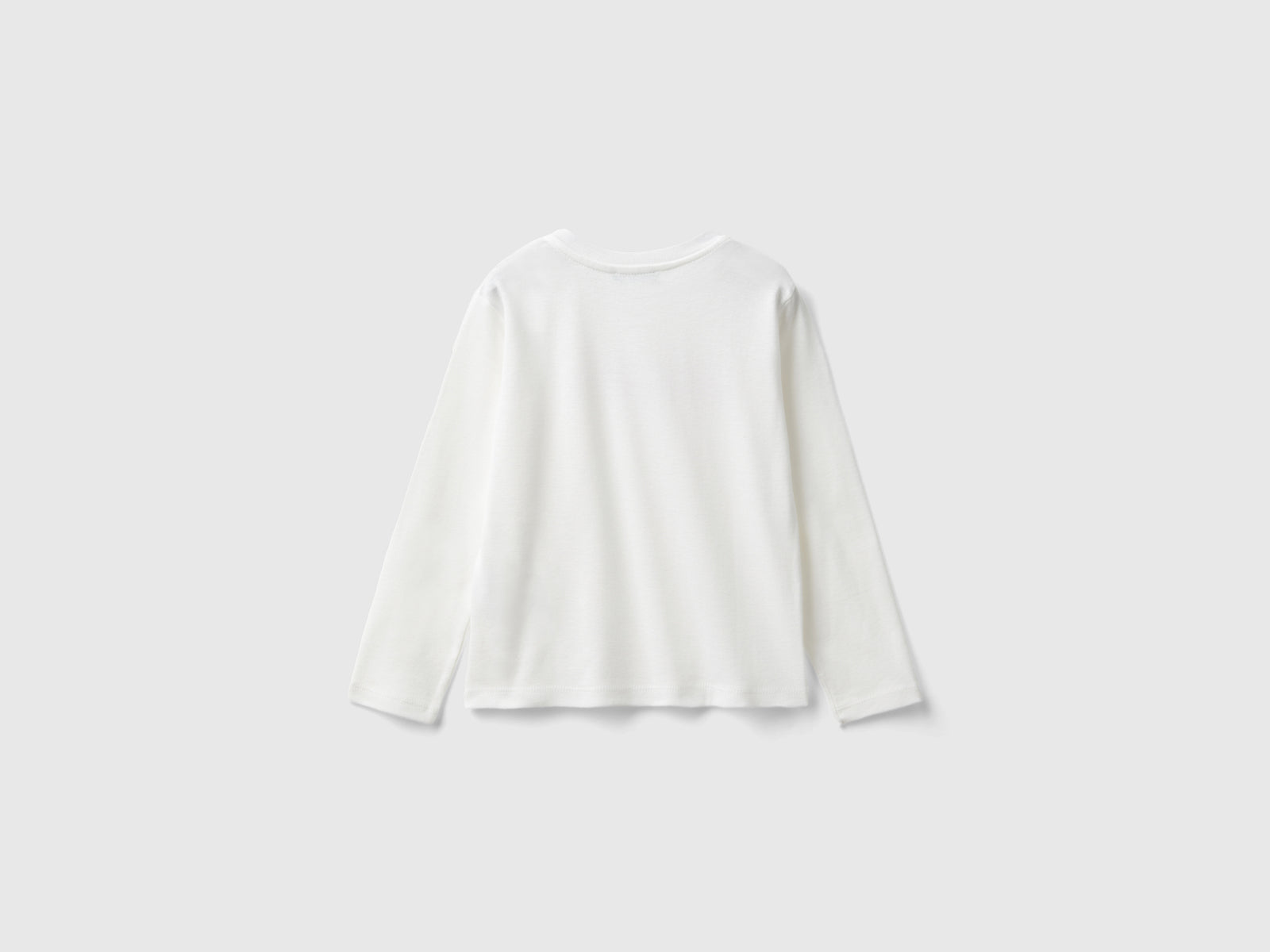 Organic cotton glitter print T-shirt da bimba bianco 2 | Benetton Outlet