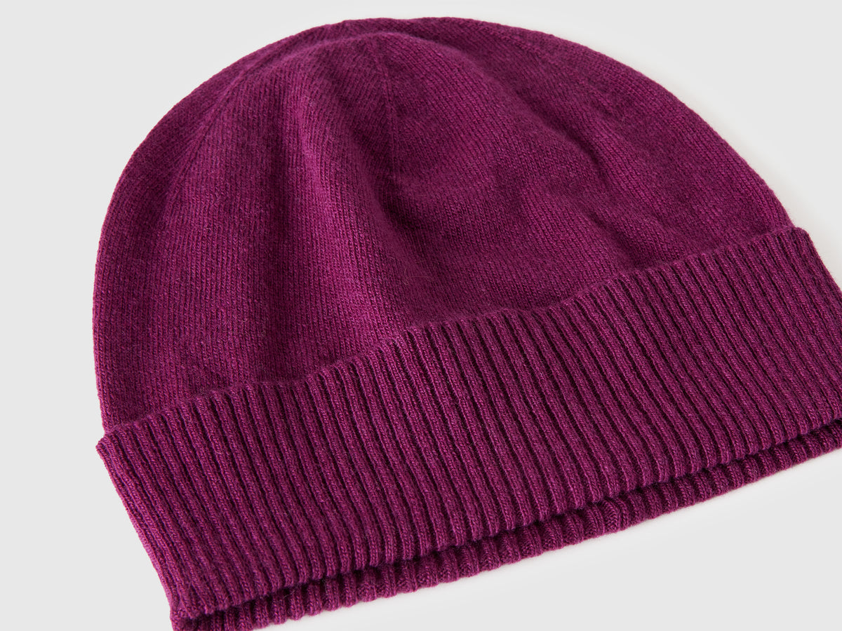 Cappello viola in pura lana Merino