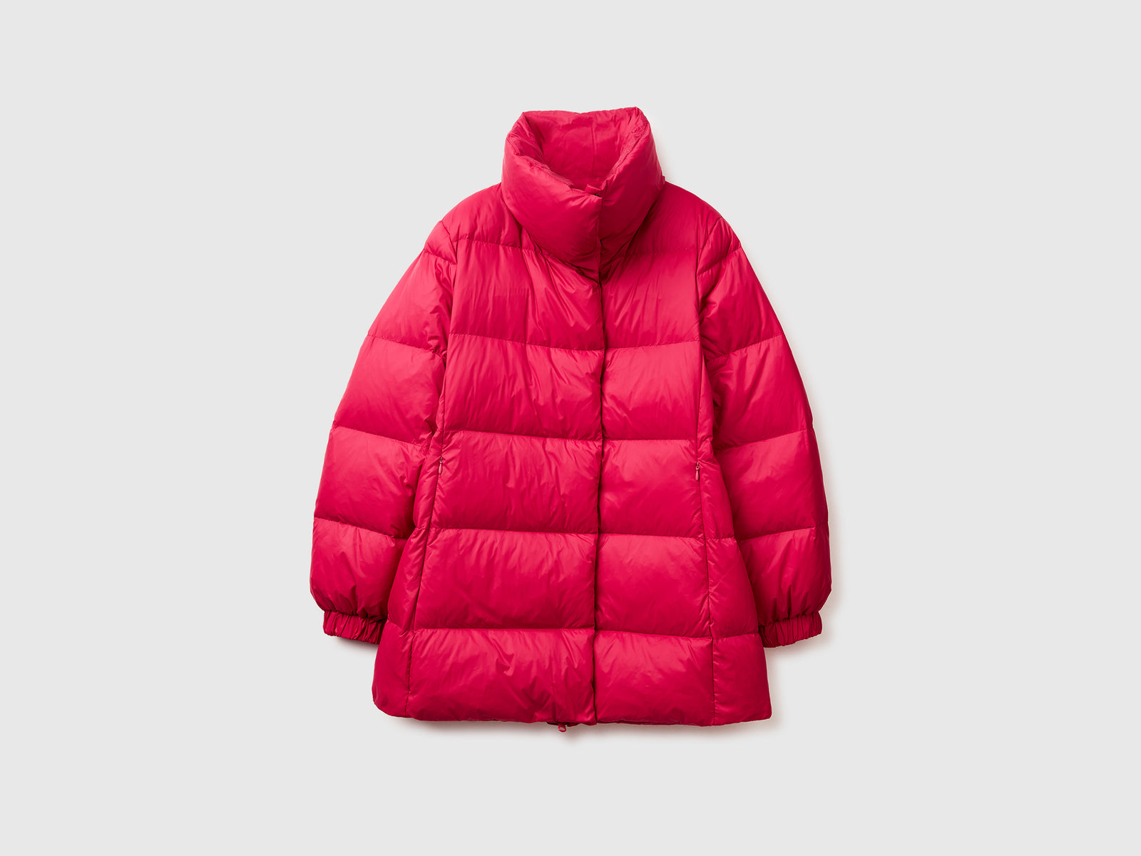 Piumino lungo imbottito con piuma riciclata da donna fragola | Benetton Outlet