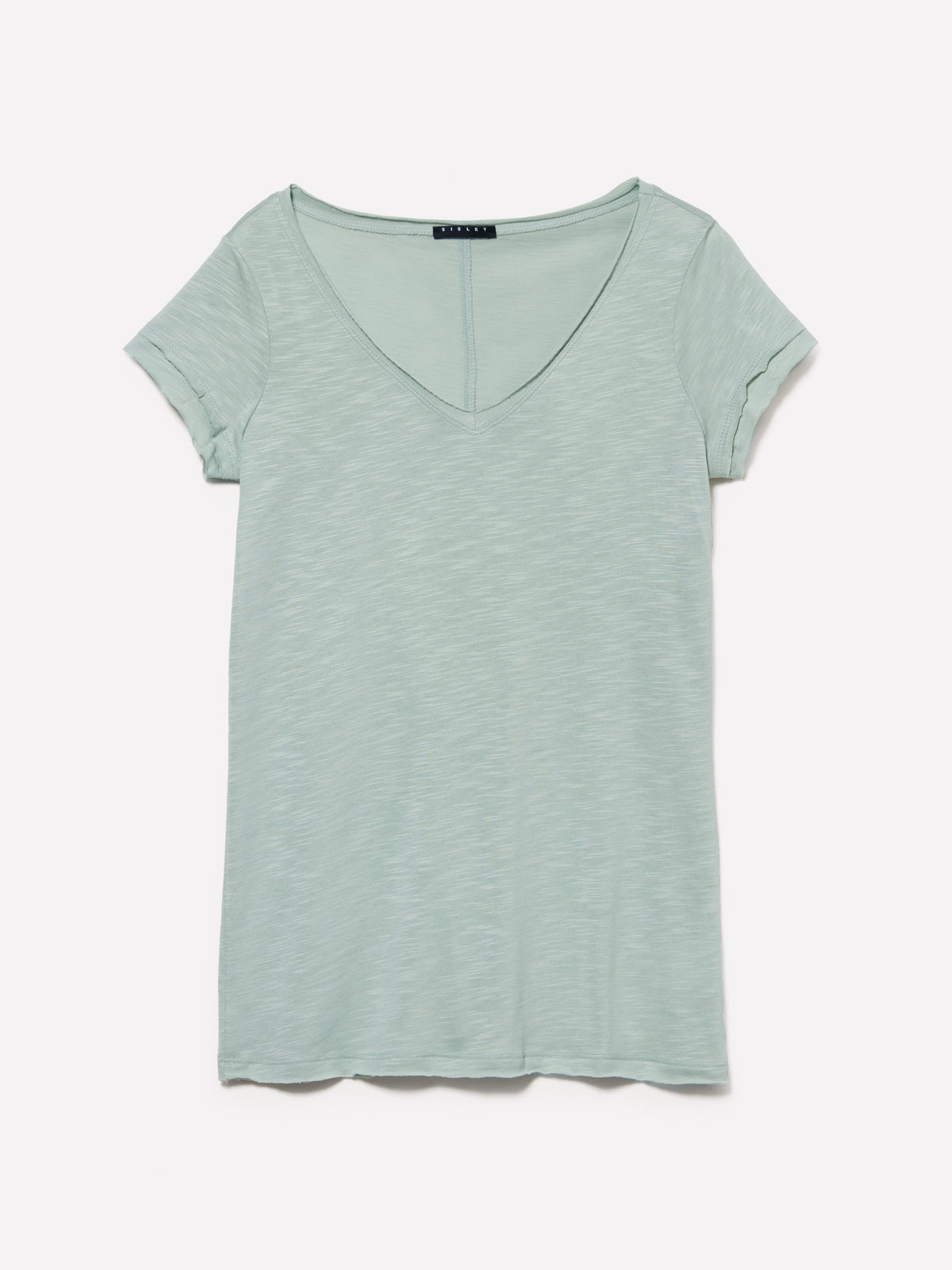 T-shirt con scollo a V e taglio a vivo