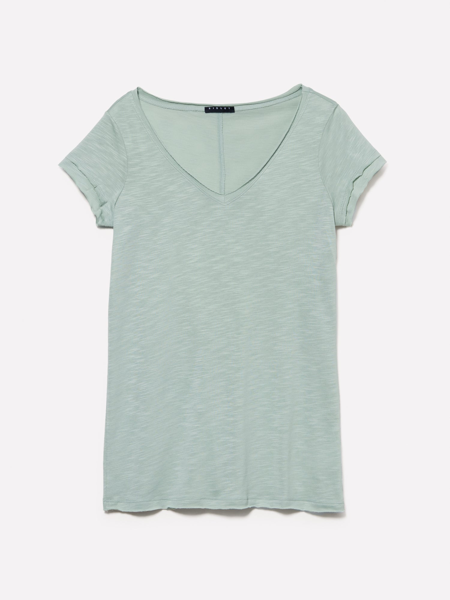 T-shirt con scollo a V e taglio a vivo da donna verde chiaro | Sisley Outlet