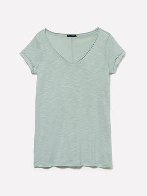 T-shirt con scollo a V e taglio a vivo