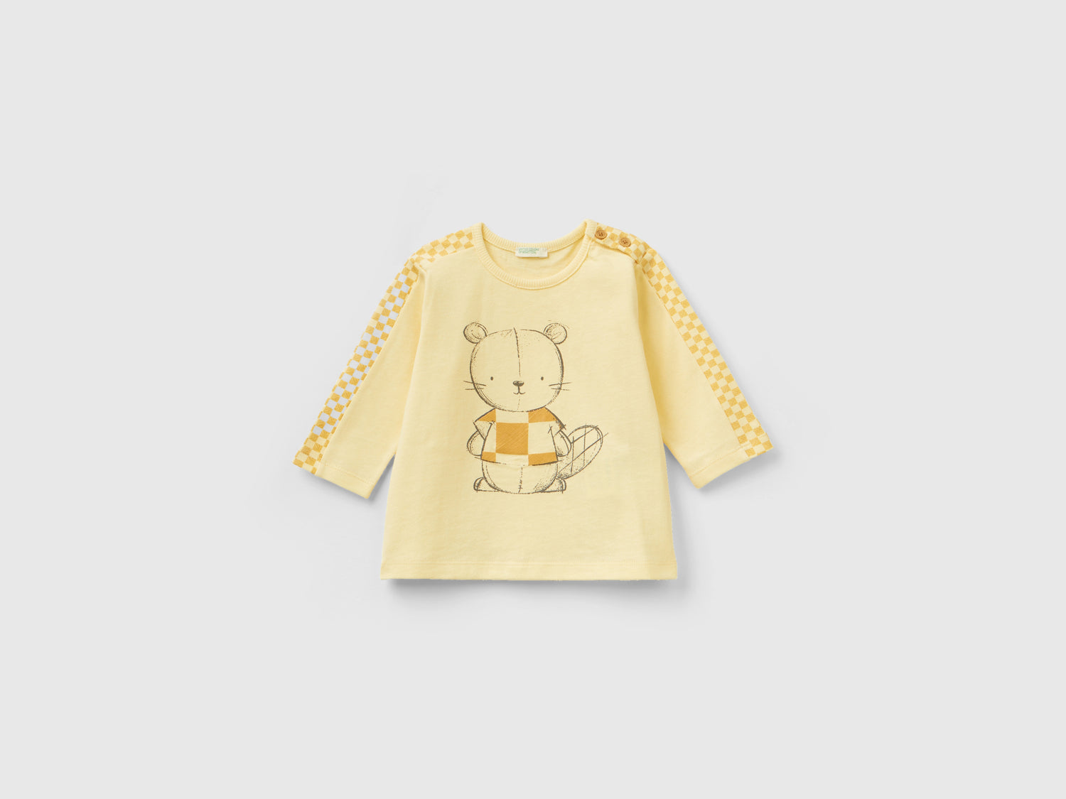 T-shirt optical con stampa orsetto da neonato giallo | Benetton Outlet