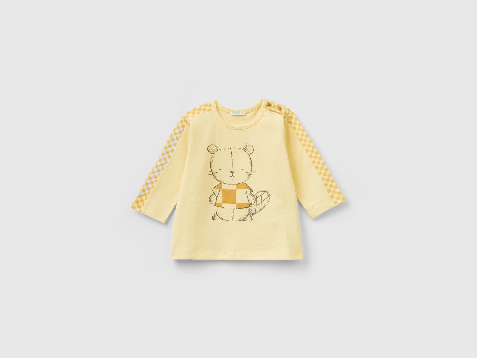 T-shirt optical con stampa orsetto da neonato giallo | Benetton Outlet