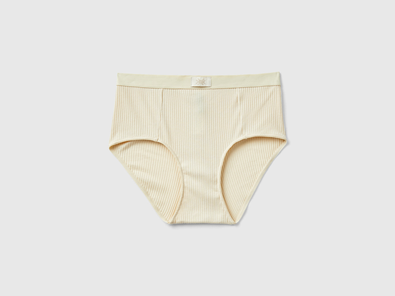 Slip fianco alto a costine da donna beige | Benetton Outlet